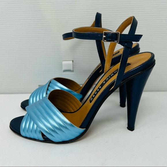 VERONICA BEARD**Silvery Blue Navy Sandal Heels**EU 37 US 7 $485 - Picture 2 of 4